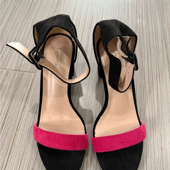 Elegant Black and Pink Women's block Heels NWOT size 7.5 - Picture 5 of 9